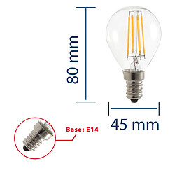 Avis VELAMP Ampoule à filament LED, sphère P45, 4W / 470lm, culot E14, 2700K