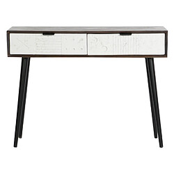 Pegane Table console en bois de manguier et métal blanc - Longueur 105 x Profondeur 35 x hauteur 77 cm