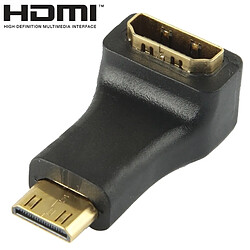 Wewoo Adaptateur or et noir Plaqué Mini HDMI mâle vers HDMI 19 broches femelle avec angle de 90 degrés