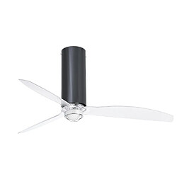 Faro Barcelona Ventilateur de plafond transparent à LED noir brillant avec moteur intelligent CC - Télécommande incluse, 3000K