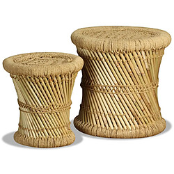 vidaXL Tabourets lot de 2 Bambou et jute