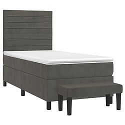 Avis Maison Chic Lit Adulte - Lit simple Lit à sommier tapissier et matelas moelleux - Meuble de Chambre - Gris foncé 90x190 cm Velours -MN68138