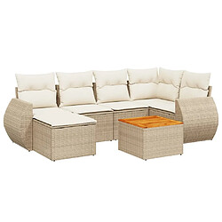 vidaXL Salon de jardin avec coussins 7 pcs beige résine tressée