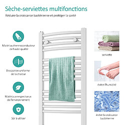 EMKE Sèche-Serviettes Électrique avec Élément Chauffant Thermostat, Chauffe Serviettes à Température Constante de la Salle de Bain, Baguette Chauffante avec Minuterie, 100x40cm, 300W, Blanc