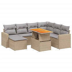 vidaXL Salon de jardin avec coussins 8 pcs beige résine tressée