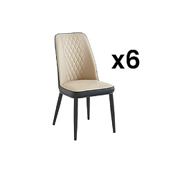 Vente-Unique Lot de 6 chaises en simili et métal - Beige et anthracite - MILDURA