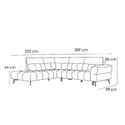 Acheter Courtois Laville Canapé d'angle gauche Salvini 5 places tissu graphite