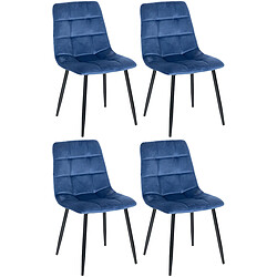 Decoshop26 Lot de 4 chaises de salle à manger style moderne et confortable en tissu velours bleu et métal noir 10_0001789 