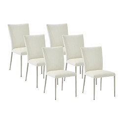 Vente-Unique Lot de 6 chaises TALICIA - Simili & acier brossé - Blanc 