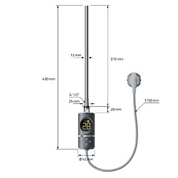 Avis LuxeBath Radiateur électrique pour salle de bains Sahara 400x800 mm anthracite raccord latéral droit & résistance 300W