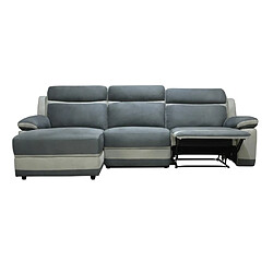 Vente-Unique Canapé d'angle gauche relax en microfibre anthracite et bandes gris clair TALCA pas cher