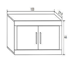 Pegane Meuble haut 2 portes coloris chêne cambrian, graphite - Longueur 130 x profondeur 27,9 x hauteur 46 cm