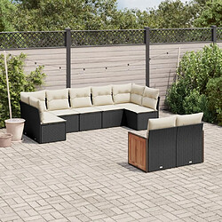 Maison Chic Ensemble Tables et chaises d'extérieur 9 pcs avec coussins,Salon de jardin noir résine tressée -GKD391604