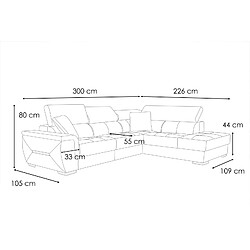 Acheter Courtois Laville Canapé d'angle droit 5 places tissu gris -Kelte