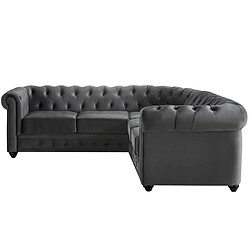 Vente-Unique Canapé d'angle en velours CHESTERFIELD - Anthracite