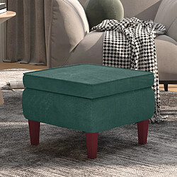 vidaXL Tabouret avec pieds en bois Vert foncé Velours