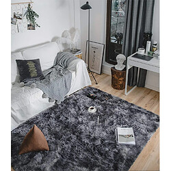 Avis Tapis Salon Carré Shaggy Moderne Gris Foncé 80x120cm