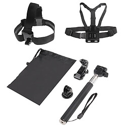 Wewoo Kit d'accessoire noir pour Gopro HERO4 / 3 + / 3/2/1 sangle de poitrine Type B + de tête B + Monopode Pole + adaptateur de trépied + Support en forme de J + poche 