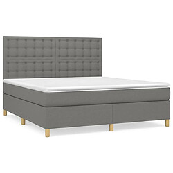 vidaXL Sommier à lattes de lit avec matelas Gris foncé 160x200cm Tissu