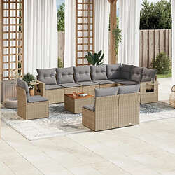 Maison Chic Salon de jardin 11 pcs avec coussins | Ensemble de Table et chaises | Mobilier d'Extérieur beige résine tressée -GKD12290