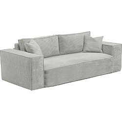 Vente-Unique Canapé 4 places convertible express en velours côtelé gris - Couchage 160 cm - Matelas 14 cm avec mémoire de forme - AMELIA pas cher