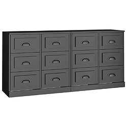 Maison Chic Ensemble de 2 Buffets,commode,console pour rangement noir bois d'ingénierie -MN20750