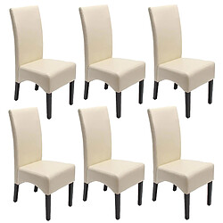 Mendler Lot de 6 chaises Latina, salle à manger, cuir reconstitué ~ couleur crème, pieds foncés