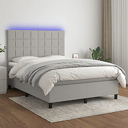 vidaXL Sommier à lattes de lit et matelas et LED Gris clair 140x200 cm 