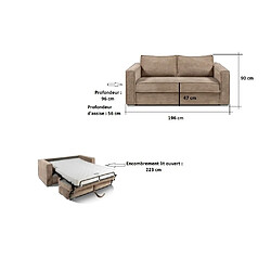 Inside 75 Canapé convertible EXPRESS IBIZA couchage 140 cm matelas 16 cm velours cotelé zoom terra