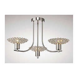 Luminaire Center Semi Plafonnier Ellen 3 Ampoules nickel satiné/cristal Coloris : nickel satiné Coloris de l'abat jour : nickel satiné/transparent Diamètre en Cm : 56 Hauteur en Cm : 31.5 Poids en Kilos : 1,2 Efficacité énergétique : A+