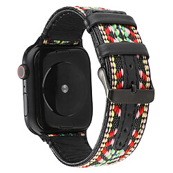 Wewoo Pour Apple Watch Séries 5 et 4 Bracelet en cuir véritable de style ethnique 44mm / 3 & 2 & 1 42mm Coloré 