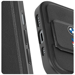 BMW Coque pour iPhone 15 , 14 et 13 Simili Cuir Béquille Support Noir pas cher