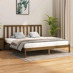 vidaXL Cadre de lit sans matelas marron miel 200x200 cm bois massif