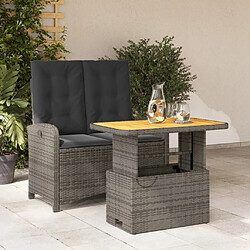 Maison Chic Ensemble à manger d'extérieur 2 pcs avec coussins,Salon de jardin,Mobilier de jardin gris rotin -GKD675707