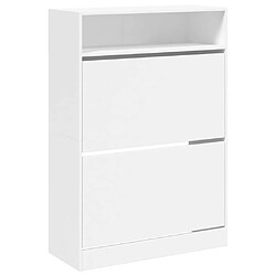 Maison Chic Armoire à chaussures 2 tiroirs | Meuble de rangement à chaussures Meuble d'Entrée rabattables blanc 80x34x116 cm -MN30246