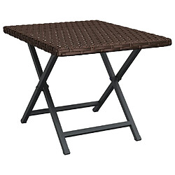 vidaXL Table pliable marron 45x35x32 cm résine tressée