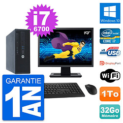 PC HP 400 G3 SFF Ecran 19" Intel i7-6700 RAM 32Go Disque 1To Windows 10 Wifi · Occasion 