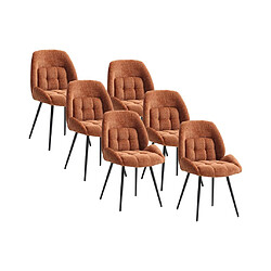 Vente-Unique Lot de 6 chaises en tissu texturé et métal - Terracotta - LIONIZA de Maison Céphy 