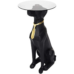 The Home Deco Factory Table basse déco chien assis plateau en verre 66 cm.