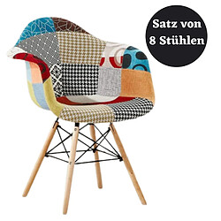 Life Interiors Set of 8 Moda Eiffel Patchwork Armchair Multicolor