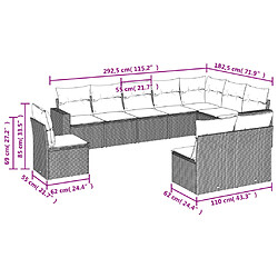 Avis vidaXL Salon de jardin 10 pcs avec coussins noir résine tressée