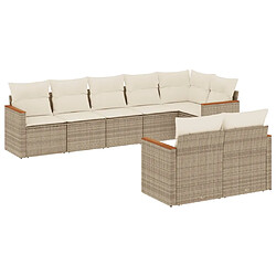 vidaXL Salon de jardin avec coussins 8 pcs beige résine tressée