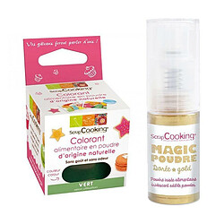 Scrapcooking Colorant alimentaire Vert + Poudre alimentaire irisée dorée