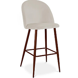 ICONIK INTERIOR Tabouret tapissé en velours - Design scandinave - Evelyne Beige 