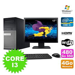 Lot PC Tour DELL 3010 MT I3-2120 Graveur 4Go 480Go SSD HDMI Wifi W7 + Ecran 17" - Occasion