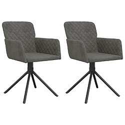 Maison Chic Lot de 2 Chaises pivotantes à manger | Fauteuil Chaise de cuisine Gris foncé Velours -GKD17689