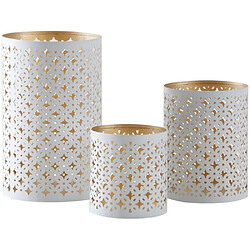 Aubry Gaspard Photophores en métal blanc intérieur doré (Lot de 3).