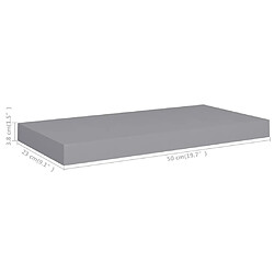 vidaXL Étagère murale flottante gris 50x23x3,8 cm MDF pas cher