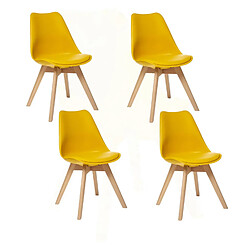 Atmosphera, Createur D'Interieur Lot de 4 chaises design scandinave Baya - Jaune