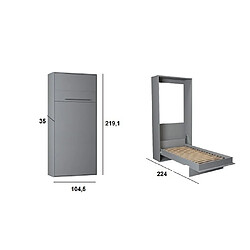 Avis Inside 75 Armoire lit escamotable KOMPACT Ouverture assistée, coloris gris mat couchage 90*200 cm.